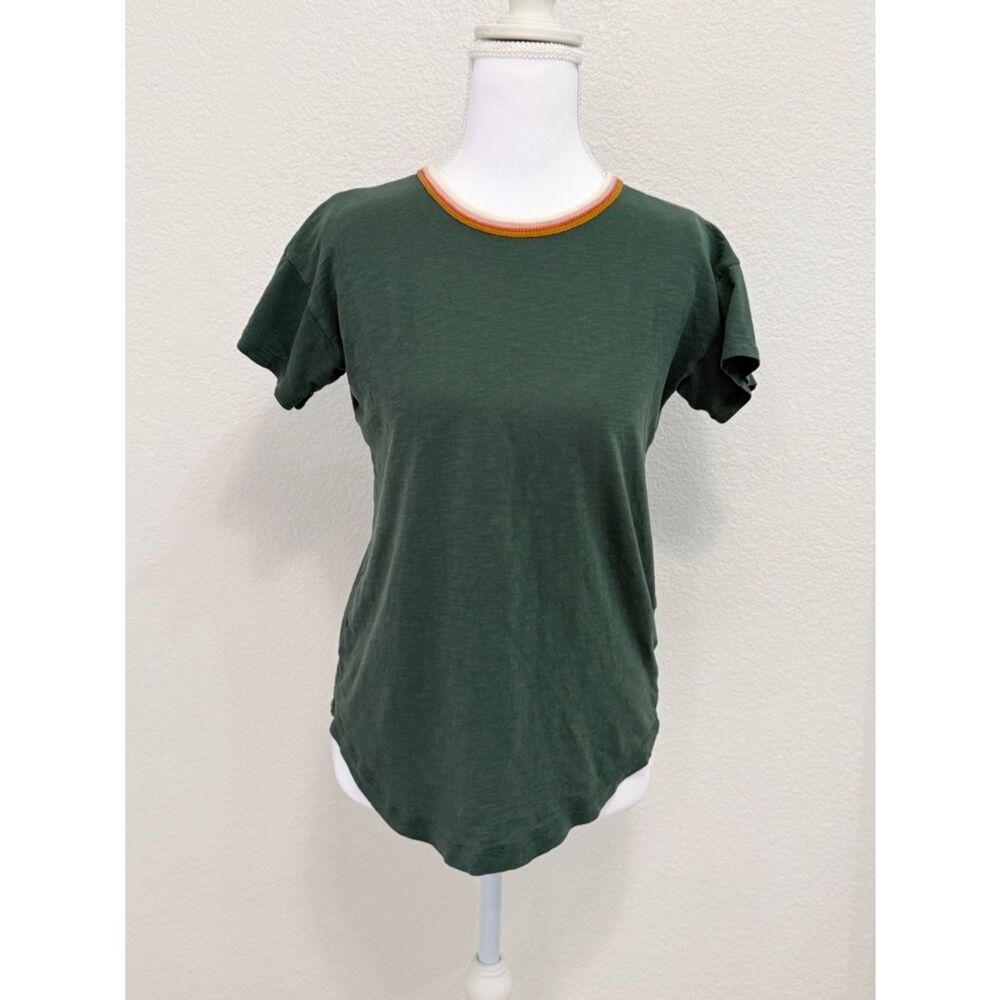 Madewell Dark Green Ringer Tee‎ Multi Color Neckline Cotton XXS